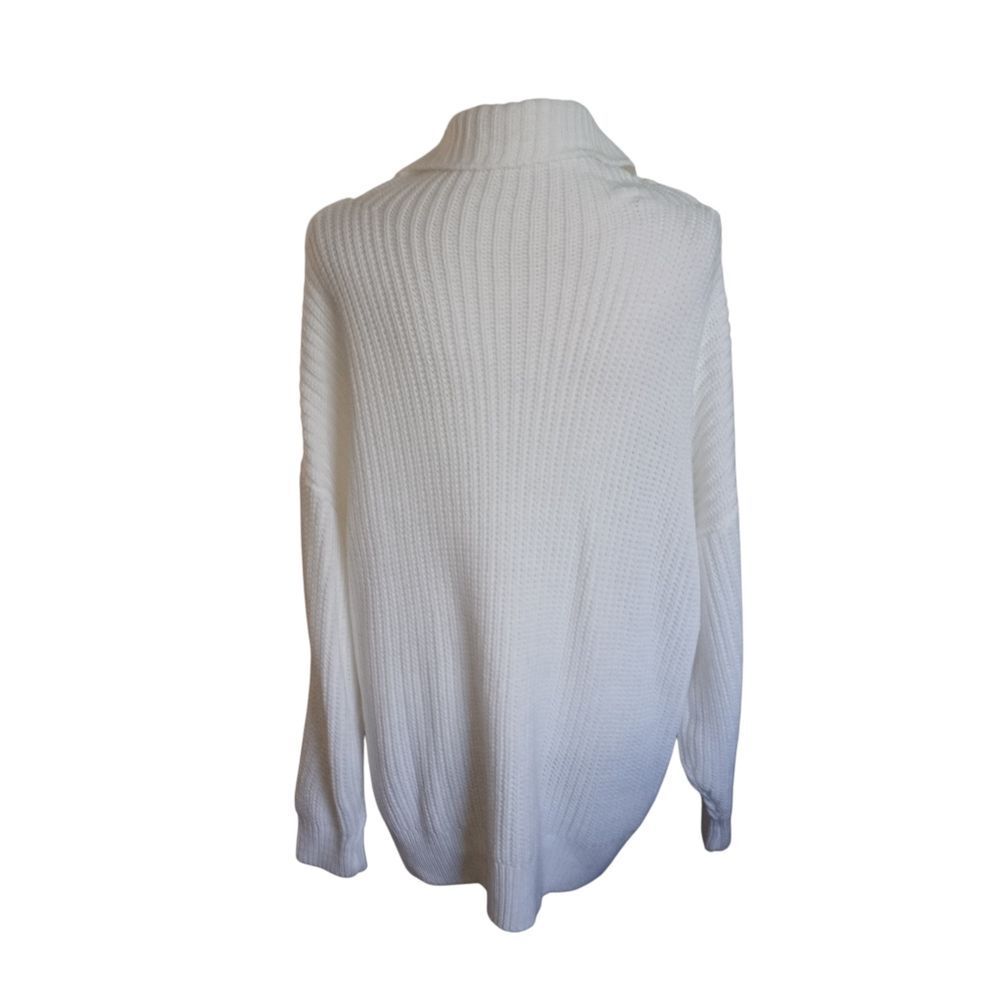 Amazon White Turtleneck Rib Knit Sweater Sz.L EUC - Picture 4 of 6